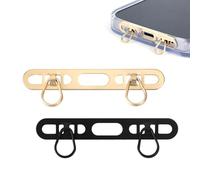 BOXOB 2pcs Languette d'Attache pour Téléphone pour iPhone, Double Clip Métal Patch Dragonne Cordon Rechange Téléphone Portable Sans Obstruction Charge Sans Adhésif(Or, Noir)