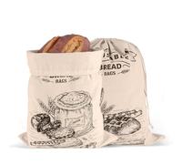 BOXOB 2pcs Sacs à Pain Réutilisables, 35x45cm Grands Lavables Sacs de Rangement du Pain en Tissu de Coton avec Attaches Stockage du Pain Grillé Fraîcheur Sécurisée