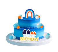 BOXOB 32pcs Décorations de Gâteaux Arc-En-Ciel Bleu, Comprenant Des Boules de Gâteau Colorées Et Plus Encore Décorations Fête d'Anniversaire Sur Le Thème Du Chien Bleu pour Baby Shower Anniversaire