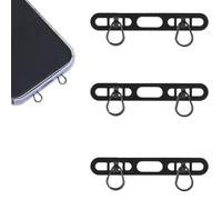 BOXOB 3pcs Attaches Métalliques pour iPhone, Cordon Ultra fin en Acier Inoxydable avec 2 Anneaux Coussinets Anti-Perte, Sans Interférence de Charge (Noir)