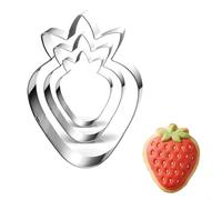 BOXOB 3pcs Emporte-Pièces en Forme de Fraise, 8,9, 6,4, 3,8 cm Amusants pour la Cuisson de Biscuits la Fabrication Bonbons les Ustensiles Cuisine pour Fabrication Biscuits Pain
