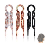 BOXOB 3pcs Épingles à Cheveux Françaises, Épingles à Cheveux en Forme de U pour Femmes et Filles Acétate Bâtons Torsadés Français Coiffure, Parfaits pour les Chignons Épais Fins et Longs