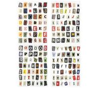 BOXOB 4 Feuilles d'Autocollants avec Symboles de l'Alphabet Anglais, Autocollants Scrapbooking Lettres Vintage Alphabet Esthétique Kit Fournitures de Scrapbooking pour Journal