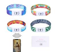 BOXOB 4pcs Bracelets Bibliques NFC, Bracelets Chrétiens Quotidiens Versets Bibliques Élastiques Écritures Jésus Cadeaux Inspirants pour Femmes et Hommes Évangile Religieux