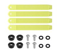 BOXOB 4pcs Sangle de Fixation Snowboard, 17,5x2,1cm Haute Élasticité Remplacement pour Sangle de Fixation avec Vis Écrous et Rondelles pour Patins et Équipements Sportifs(Jaune-Vert)