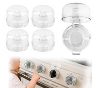 BOXOB 5 Pièces Couvercle Sécurité Boutons de Gaziniere, Verrous de Boutons Four 7,6cm Sécurité Couvercle Protecteur Résistant à la Chaleur pour Réchaud à Gaz et Électrique