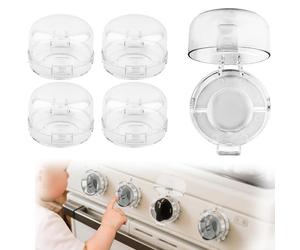 BOXOB 5 Pièces Couvercle Sécurité Boutons de Gaziniere, Verrous de Boutons Four 7,6cm Sécurité Enfant Couvercle Protecteur Résistant à la Chaleur pour Réchaud à Gaz et Électrique