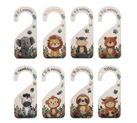 BOXOB 8pcs Séparateurs de Penderie pour Bébé, Organiseur en Bois Penderie Bébé du Nouveau-né à 24 Mois Décoration Chambre d'Enfant Style Forêt Séparateurs Double Face pour la Maison (Animal)