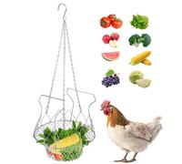 BOXOB Ajustable Mangeoire Poule Suspendue, Grande Pliable Volaille Légumes Fruits Panier d'alimentation avec Chaîne Mangeoire pour Volaille pour Poules Canards et Lapins