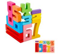 BOXOB Bloc de Construction Empilables, Jouets Montessori Blocs de Chiffres de 1 à 10 Blocs de Nombres Jeu Puzzle Jouet de Compétition d'Équilibre pour Enfants de 3 Ans et Plus Jouets d'apprentissage