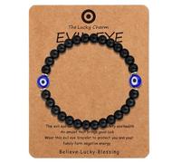 BOXOB Bracelet Mauvais Œil, Perles Porte-Bonheur Bijou de Protection pour Hommes et Femmes Cordon Élastique Spirituel Cadeau pour Anniversaire ou Anniversaire