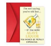 BOXOB Carte d’Anniversaire Drôle Tequila pour Lui Elle, 20,5x13,5cm Carte Vœux Humoristique Thème l’Agave avec Enveloppe Décoration Fête d’Anniversaire pour Mari Petit Ami 30e 40e 50e 60e Cadeaux