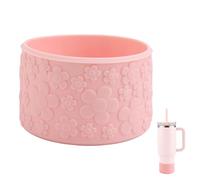 BOXOB Coque Fleur en Silicone Protectrice Compatible avec Stanley Cup 20/30/40oz & Autres Bouteilles avec Fond 7,5cm, Housse Inférieure de Bouteille d'eau pour Accessoires de Gobelet (Rose)