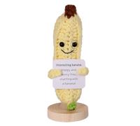 BOXOB Crochet Banane Positif Amusant, 14 cm Jouet Tricoté Banane Positive avec Carte Encouragement Poupée Positive Douce Cadeau Inspirant Décoration Vie Positive pour Bureau, Maison