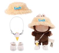 BOXOB Ensemble Vêtements pour Poupée, Chaussures Mignonnes & Chapeau & Sachet Jouet en Peluche Tenue Élégante Accessoires Vêtements en Peluche pour Poupée 17cm