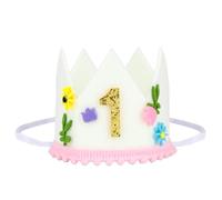 BOXOB Fleurs Sauvages 1er Anniversaire Chapeau, Couronne Florale pour Bébé Fille Adorable Fleurs Sauvages Décorations Fête Premier Anniversaire Parfait pour Cake Smash Accessoires Photo