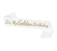 BOXOB It's My Golden Birthday Ceinture, Écharpe Tissu Brillant et Doux Joyeux Anniversaire avec Épingle Métal Cadeaux et Décorations Fête Cadeaux d'anniversaire Dorés pour Femmes Hommes