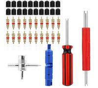 BOXOB Kit D'outils pour Valves de Pneu, Clé 4 en 1 pour Démonter Installer Les obus Valve Tête Simple et Double Outil Multifonction L'entretien et la Réparation des Valves de Pneu