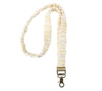 BOXOB Lanyard Elastico, Cordon pour Cartes d'Identité et Clés Porte-Clés Élastique avec Clip Accessoire Décoratif pour Enseignantes et Infirmières (Blanc Cassé)