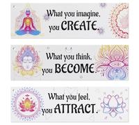 BOXOB Lot de 3 Décorations Murales Méditation, Décoration Murale Bouddha Chakra Spirituel Cadeaux Chakra Spirituel Décoration de Salle Méditation pour Chambre à Coucher Salon Bureau