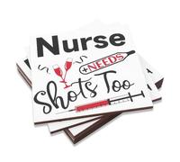 BOXOB Lot de 6 Dessous de Verre en Bois avec Inscription Nurse Need Shots Too, Amusants Carrés pour Infirmière Décoration de Bureau Cadeau Remise Diplôme pour Étudiant en Soins Infirmiers