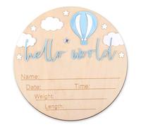 BOXOB Panneau d'Annonce de Naissance, Panneau en Bois Hello World d'Annonce de Naissance Décoration Bienvenue pour Nouveau-Né pour Chambre d'Enfant Garçon ou Fille