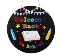 BOXOB Panneau Porte Classe, 30x30x0,5cm Rond Décorationse Rentrée Scolaire Panneau à Suspendre Étanche pour Enseignant Motifs Clarté Décorations Parfaites et Fournitures pour Enseignants