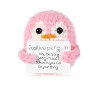 BOXOB Pingouin Positif Drôle, 6,5cm Jouet Pingouin Tricoté avec Carte Positive Laine Pingouin Crochet Cadeau de Réconfort pour Amis Encouragement Décoration