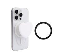 BOXOB Pliable Support de iPhone avec Base Magnétique, Support pour Téléphone en Forme Coeur Compatible avec iPhone 12-16 Sécurisé Pliable pour Une Utilisation d'une Seule Main (Blanc Uni)