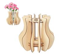 BOXOB Vase à Fleurs Puzzle en Bois, Présentoir Créatif pour Bouquets de Roses Tournesols Jonquilles Lotus Tulipes Kit de Construction Cadeau pour Les Amoureux des Fleurs (Style A, Couleur Bois)
