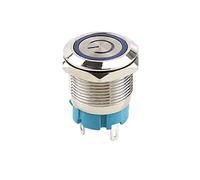 Boxonly Interrupteur à bouton-poussoir en métal, 22 mm, 220 V, auto-bloquant, rond, étanche, avec voyant lumineux bleu, interrupteur d'alimentation autobloquant à 4 broches