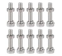 Boxonly Lot de 10 vis à tête hexagonale M6 x 30 mm, écrous, rondelles plates et de blocage, en acier inoxydable 304 entièrement fileté