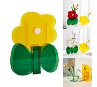 Boxonly Lot de 2 vases en acrylique vert transparent en forme de nuage et de feuille, vase géométrique moderne en acrylique pour la maison, le bureau, la chambre à coucher ou le dortoir, support de