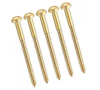 Boxonly Lot de 20 vis autotaraudeuses à bois M4 x 60 mm à tête ronde fendue en laiton