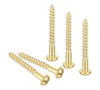 Boxonly Lot de 20 vis autotaraudeuses à bois M6 x 50 mm à tête ronde fendue en laiton