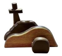 boxoon Décoration de tombe vide de la résurrection de Jésus, croix chrétienne en bois avec colline, porte en pierre et pierre roulante, décoration de table religieuse pour la maison, la salle à manger