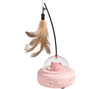 boxoon Jouet interactif mains libres pour jeune chat avec plumes OVNI Rose Rechargeable par USB Base stable Matériau ABS pour l'exercice et le divertissement des jeunes chats