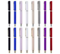 boxoon Lot de 16 stylos multicolores à pointe fine, corps en métal, finition laquée colorée, lestés, clip de poche, écriture confortable, pour cadeaux d'affaires, appréciation des employés
