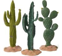 boxoon Lot de 3 plantes artificielles de cactus de 14 cm avec base en sable pour la maison et le bureau