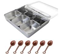 boxoon Lot de 6 pots à épices en acier inoxydable avec plateau, couvercle et cuillère