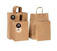 BOXPACKING | 20 Sacs Papier Kraft | Sac Kraft avec Anses | Deux Mesures: 10 uds de 32x24x11 cms et 10 uds de 24x18x8 cm | Petit Sachets et Grand Sachets | Sac Papier Marron | Sac Cadeaux