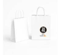 BOXPACKING | Sacs Kraft avec Poignée | Sac Papier Blanc | 40 Sachet Cadeau 32x24x11 cm | Sachet kraft Blanc| Sac kraft Grand Format | Sacs Cadeaux pour Boutiques & Événements | Fabriqué en Espagne