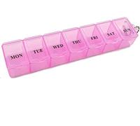 Boxsik - Pilulier Organisateur - Boîte à comprimés rose - Étui de rangement pour médicaments 7 jours 1 fois par jour, récipient pour pilules hebdomadaires pour compléments alimentaires