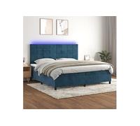 Boxspring met matras en LED fluweel donkerblauw 200x200 cm3136147