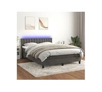 Vidaxl Sommier Tapissier Matelas Et Led Gris Foncé 140x190 Cm Velours Multicolore