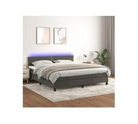 Vidaxl Sommier Tapissier Matelas Et Led Gris Foncé 160x200 Cm Velours Multicolore