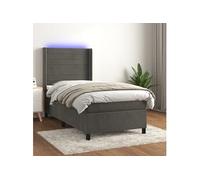 Vidaxl Sommier Tapissier Et Matelas Et Led Gris Foncé 90x190cm Velours Gris