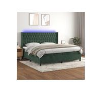 Boxspring met matras en LED fluweel donkergroen 200x200 cm3139766