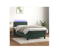 Boxspring met matras en LED fluweel donkergroen 90x200 cm3134444