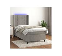 Vidaxl Sommier Tapissier Et Matelas Et Led Gris Clair 80x200cm Velours Multicolore